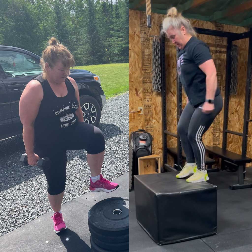 A before and after fitness picture showing significant changes.